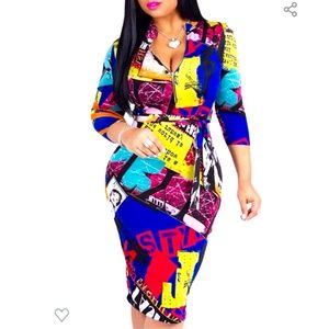 Sexy Magazine Printed Bodycon Dress